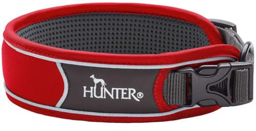 HUNTER DIVO Hundehalsung, Nylon, S, rot/grau