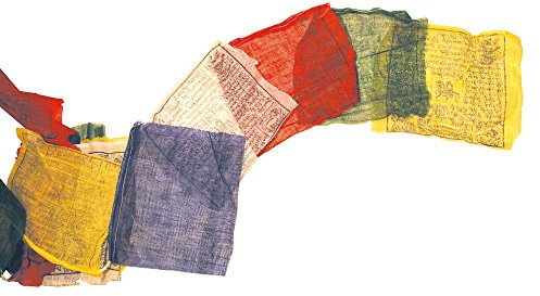 BUDDHAFIGUREN Bandierine di preghiera buddiste - Bandiera tibetana 20 x 20 cm, lunghezza 5 m, 100% cotone
