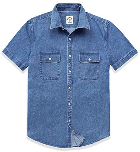 Dubinik®Jeanshemd Herren Kurzarm Freizeithemd Bügelfrei Regular Fit Vintage Western