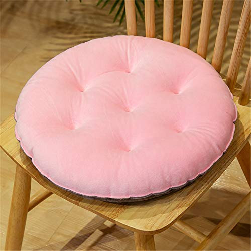 Nicole Knupfer 2er Set Sitzkissen, Stuhlkissen mit Bändern, Samt Kissen Sitzauflage Stuhlauflage für Indoor und Outdoor (Pink,Rund 45 cm)