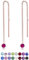 Lovli Orecchini Fucsia - Donna Lunghi Argento 925 Placcati Oro Rosa 18K - con Brillantini Punto Luce - Saliscendi Dorati