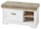 Stella Trading JASMIN Schuhbank mit Sitzfläche in Pinie hell, Artisan Eiche Optik - Landhausstil Sitzbank gepolstert mit Stauraum für Flur und Garderobe - 93 x 49 x 41 cm (B/H/T)