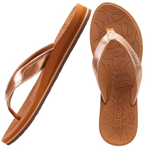 ONCAI Tongs Femmes,Yoga Mat Anti-dérapant Tongs mode Sandales Plage d'été Pantoufles avec soutien de la voûte plantaire Semelles Eva légères Kaki Taille 38