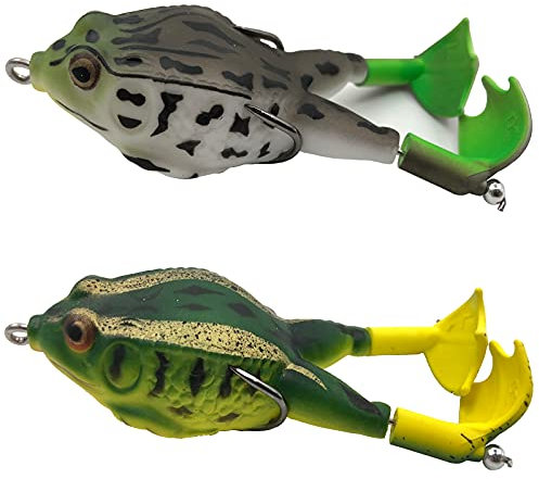 Eterspr 2 Stück Froschköder, Silicone Frosch Angelköder, Doppelpropeller Frösche Soft Bait, für Angelausrüstung, Angelbegeisterte