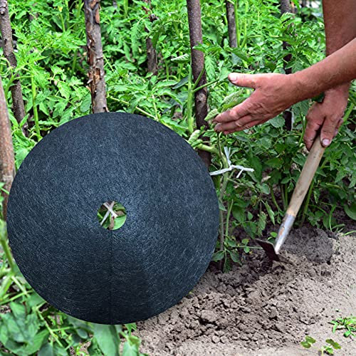 Lot de 10 dalles de jardin rondes anti-mauvaises herbes - Tissu non-tissé biodégradable - Stabilisation UV - Perméable à l'eau - Diamètre : 27 cm