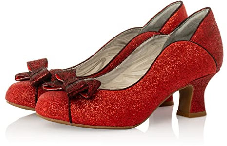 Ruby Shoo Women's Robyn Low Heel Court Shoes Red Glitter UK 5