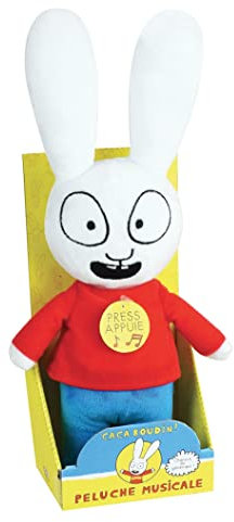 Jemini | Plüschtier Simon mit Musik, 30 cm | Singende Caca Boudin | TV-Figur Simon Super Hase | offizielles Lizenzprodukt | Spielzeug Baby ab der Geburt | Kuscheltier Kaka Zugluftstopper | originelle