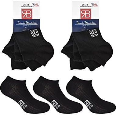 Renato Balestra 6 PAIA calze invisibili minicalze fantasmini sneackers Unisex Uomo e donna in cotone pettinato elasticizzato con tramatura traspirante made in Italy RB5000 Nero 39-42