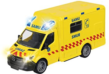 Majorette - Grand Series - Mercedes Ambulance - 15cm (Echelle 1/43ème) - Sons et Lumières - Dès 3 Ans - 213712001002, Jaune