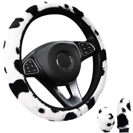 GmeDhc Lenkradabdeckung, Auto Plüsch Lenkradhülle, Universal Lenkradbezug Teleskop 36-39cm, Weich Bequem Steering Lenkradschoner, Anti Rutsch Lenkrad Abdeckung für Auto Zubehör