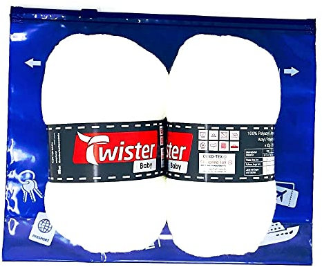 Camtiac Twister Baby Babywolle Häkelgarn Strickgarn Farbe: Weiss-10 2x50g