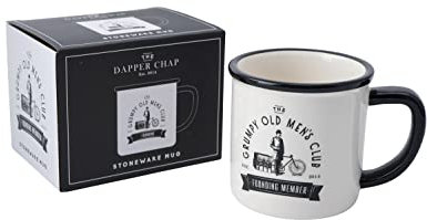 CGB Giftware Grumpy Old Men’s Club Stoneware Mug | Black and White | Gift Box | Kitchen Accessory | Gift for Him | Dapper Chap GB06922