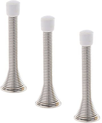 3 Stück Feder-Türstopper, biegbare Metall-Türstopper mit Gummi-Stoßstangenspitzen und Schrauben-Basis zum Schutz von Wänden und Türen – gebürstet