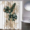 AASIRA Duschvorhang Anti-Schimmel Grünes Tropisches Blatt Badezimmer Badewanne Wasserdichter Duschvorhänge Gold Stoff Polyester Waschbar Badvorhang 180x180 cm Bad Vorhäng mit 12 Hooks