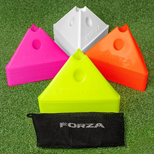 FORZA SuperCone Plots de Sport Triangulaires - Couleurs Vives | 20 Cônes + Sac de Transport (Jaune)