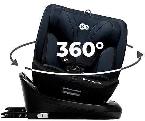 Kinderkraft I-GROW Seggiolino auto 0-36 kg, I-SIZE 40-150 cm, Seggiolino 360 girevole, con Isofix Base, Reclinabile Posizione sdraiata, Poggiatesta regolabile, Gruppo 0 1 2 3, Nero grafite