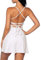 IDOPIP Tenniskleid für Damen mit integriertem BH und Shorts mit Taschen Sexy Schnürung Rückenfreies Golf Athletic Sportkleider weiß M