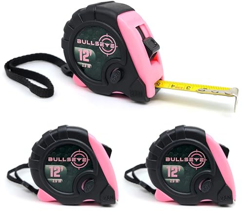 Daily Living Products Kleines pinkes Maßband 3er-Pack – Maßband mit Standard & Metrisch – Maßband einziehbar – Maßband einziehbar mit Pause-Tasten – leicht ablesbares Maßband