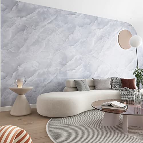 JSEVEM 80CM×4M Breit Dick Grau Weiß Marmor Wolke Tapete Selbstklebend Marmortapete Klebefolie Steinoptik Selbstklebende Klebetapete Abnehmbar Marmoroptik Graue Wasserfest Schreibtisch Möbelaufkleber