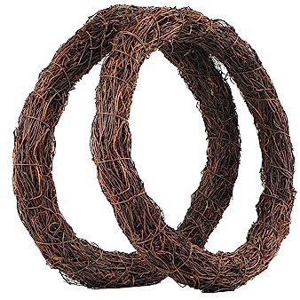 Temfmy Natürlicher Weinrebenkranz zum Basteln, 30,5 cm, runder Rattanzweigkranz, Basis – DIY-Kränze zur Herstellung von Dekorationen – 2 Stück