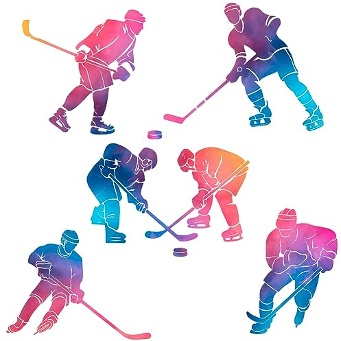 SUPERDANT Hockeyspieler Wandtattoo Farbverlauf Kunst DIY Kunst Wandsticker Wohnzimmer Abnehmbare Wandsticker Wandaufkleber Für Wohnzimmer Schlafzimmer Spielzimmer