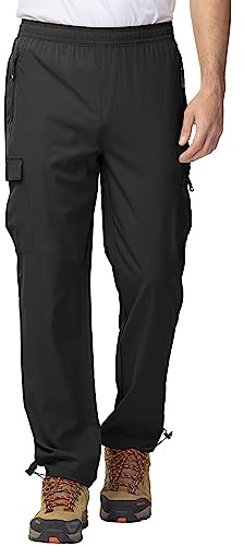 YSENTO Herren Wanderhose Outdoorhose Trekkinghose Sommer Leichte Atmungsaktiv Schnell Trockend Funktionshose Wasserdicht(Schwarz,M)