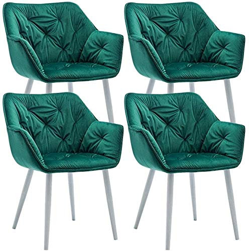 Chaises de Salle à Manger de Cuisine Moderne Ensemble de 4 chaises de Salle à Manger de Cuisine Chaise d'angle en métal Pieds antidérapants Velours Dos Chaise de Bureau de café Simple et Mod