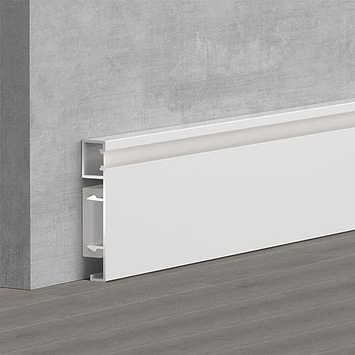 TEN-HIGH 2 Stücke Aluminium Sockelleistenverbinder, 15 x 80 x 10 mm,weiß,Left end plug
