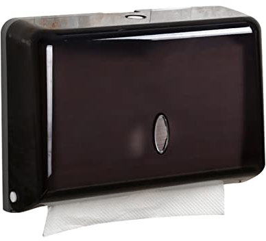 Papierhandtuchspender Wandmontage, Wandmontage Taschentuchspender, Z-Falte Papierhandtuchhalter aus Kunststoff, 27 x 20,5 x 10,4 cm, ohne Bohrlöcher, für Lounges, Toiletten, Küchen(Schwarz)