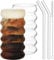 VITEVER Gerippte Trinkgläser mit Glasstrohhalmen 2er-Set, 475ml Eiskaffeegläser, Bubble Gläser für Cocktail, Milch, Wasser, Soda, Geschenk mit Pinsel