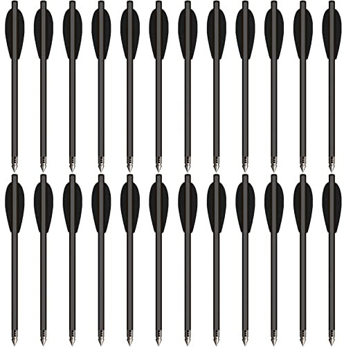 HUNTSPM 12/24stk 6,3 Aluminium Armbrust Pfeile Bolzen mit Schlagstahlspitzen Jagdpfeile für 50-80 LBS Pistolenarmbrust Jagd,Mini Armbrustbolzen für Präzisions Zielscheibe Bogenschießen (24stk Black)