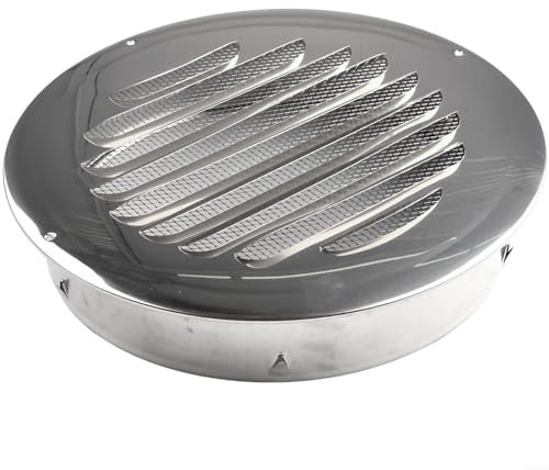 Sileduove Rejilla de ventilación redonda de acero inoxidable de 70 a 300 mm, cubierta de metal, herramienta de ventilación de pared exterior (300 mm)