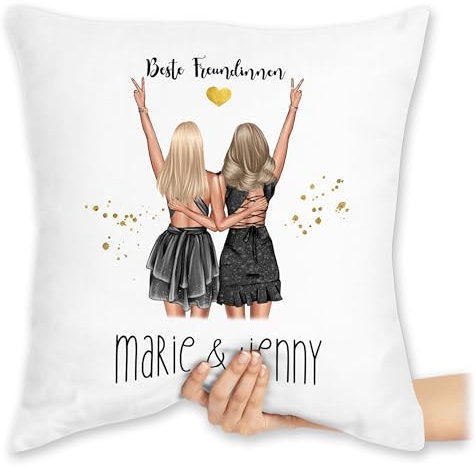 Kissen 40x40 Zierkissen - Party Freundinnen Geschenk Beste Freundin Geschenkidee Best Friends I Schwestern I Mädels Freundschaft I Geburtstag I Weihnachten - 40 x 40 cm - Weiß
