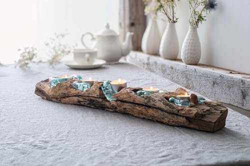 Teelichthalter Wurzelholz, Glaseinsätze, jedes Stück EIN Unikat Maße: Länge 60 cm, ohne Teelichter