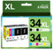 HALLOLUX 34 34 XL Multipack kompatibel für Epson 34 XL 34XL Patronen für Druckerpatronen Epson Workforce Pro WF-3720DWF WF-3725DWF WF-3720 WF-3725 WF3720 WF3725 (Schwarz,Cyan,Magenta,Gelb, 5er-Pack)