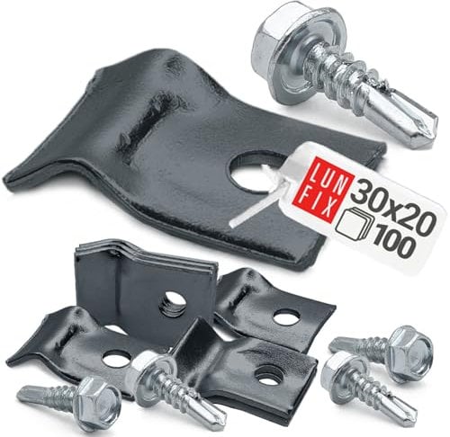 Lot de 100 pinces de fixation pour treillis de clôture avec vis autotaraudeuses - Graphite