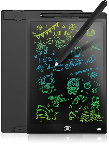 LCD Schreibtafel 10 Zoll, Genialba Buntes LCD Schreibtablett, Geschenk für Kinder, LCD Writing Tablet, Elektronischer Tablette, Grafiktablett für Kinderspiele 2 3 4 5 6 7 Jahre Jungen Mädchen Schwarz