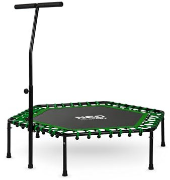 Neo-Sport Fitness Trampolin Klein Mit Höhenverstellbarem Haltegriff Mini Jumping Trampolin Erwachsene Durchmesser 127 cm Bis 100 kg Minitrampolin Indoor Outdoor Grün