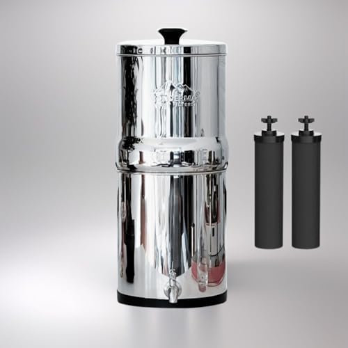 Monderma Big 8.5L - système de filtration d'eau par gravité AISI 304 avec 2 éléments de purification Black filters et robinet 100% inox