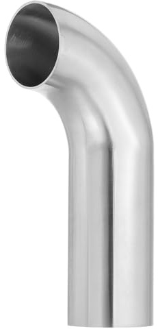 PATIKIL 90 Degree Mandrel Bend Elbow, 2inch OD Sanitary Exhaust Elbow Exhaust Pipe Connector 304 Stainless Steel 4inch L Extended Pipe for Welding Modified Stair Handrail HVAC, 1 Pcs