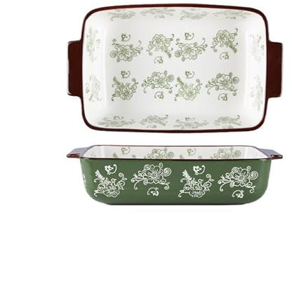 SDA287MZ Hornear Lasaña Plato de cerámica de Doble Oreja de Estilo Europeo, vajilla for el hogar, Bandeja for Hornear, Cuenco, Plato de Sopa Grande for el hogar Plato para lasaña