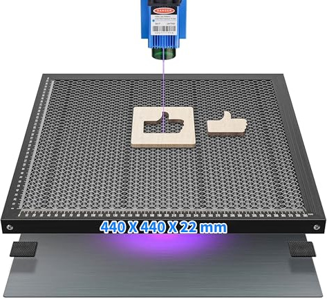 Mesa de corte láser de panal de abeja de 440 x 440 mm, placa de aluminio resistente con mesa de panal de acero para un corte y grabado láser eficiente, accesorio esencial de rejilla láser (17,32 x