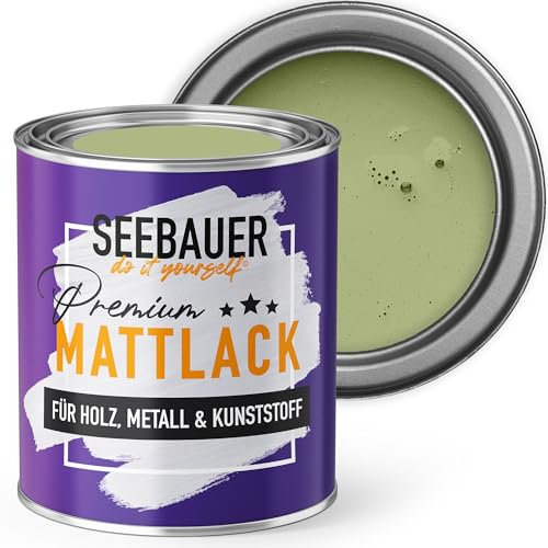 SEEBAUER diy Mattlack Grün 375ml für Innen & Außen (No. 712 Mystic Bamboo) Möbelfarbe ohne Schleifen - Hybrid-Lack für Holz, Metall, Kunststoff - Holzlack, Möbellack hohe Deckkraft