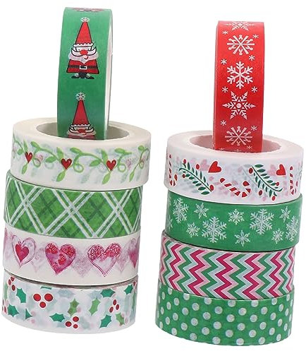Anneome 10stücke Teiliges Diy Washi Tape Weihnachten Handreißbares Dekoratives Klebeband Vielseitiges Scrapbooking Zubehör Für Geschenkverpackung Planer Karten Und Bastelprojekte