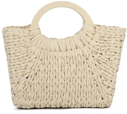 LHHMZ Women’s Straw Beach Handbag Woven Straw Tote Summer Beach Bag for Beach Vacation Holiday