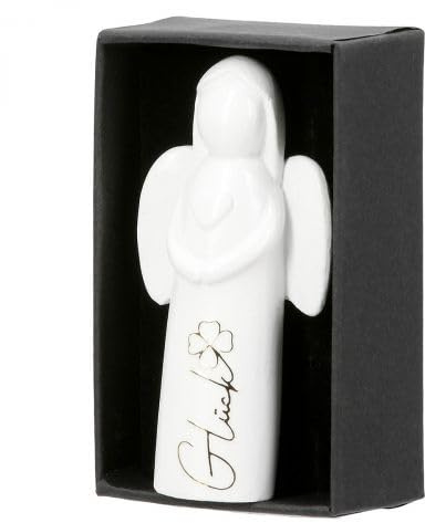 GILDE Figur, Engel,Schutzengel Imriel, Spruch, Kunstharz, weiß, GLÜCK L. 3 cm, B. 5 cm, H. 8 cm
