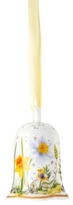 Hutschenreuther Porzellan-Blütenglocke 2025, Porzellanglocke zum Aufhängen, Ø 5 cm x H 7,2 cm, Sammeledition Ostern, Porzellan Mehrfarbig, Motiv Frühlingsmelodie