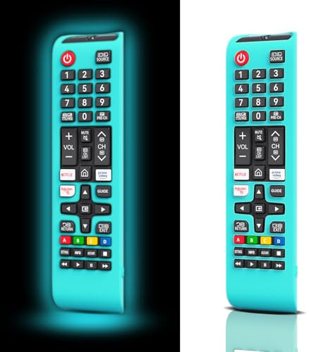 Custodia protettiva in silicone per telecomando Samsung TV Glow in The Dark, cover remota per telecomando Samsung Smart TV BN59-01301A Bn59-01315A Bn59-01199F (blu brillante) – 【2 confezioni】
