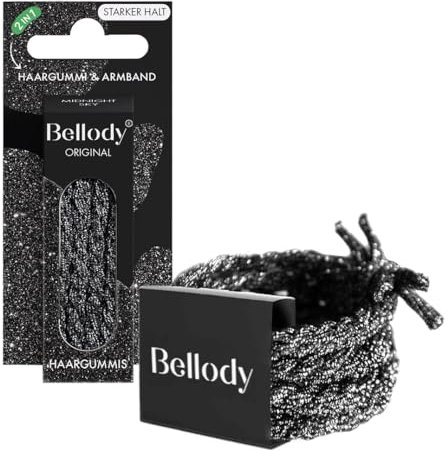 Bellody® Original Haargummis - Sundance Edition - Stylisch geflochtener Haargummi mit starkem Halt (4er Set) Damen Haarschmuck (Midnight Sky)