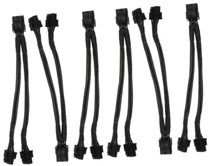 KICHOUSE 6PCS Pin to Dual GPU Power Extension Cable Graphics Power Supply Cord Compatible with Graphic Cards Extra Long Extension for Enhanced Connectivity